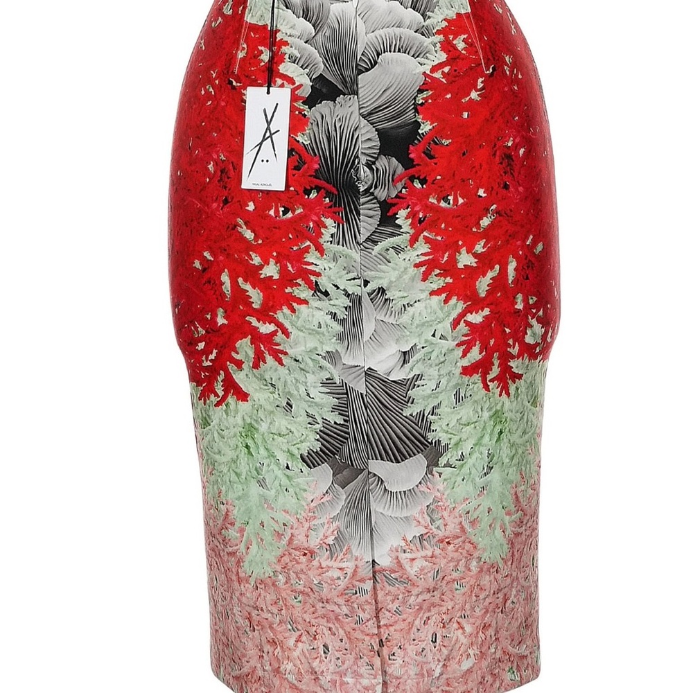Yigal Azrouel Red and Pink Midi Pencil Skirt for Cocktail